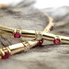 Image 2 of 18K Exclusive gold bracelet with diamond and ruby; Vintage | 19.5 cm