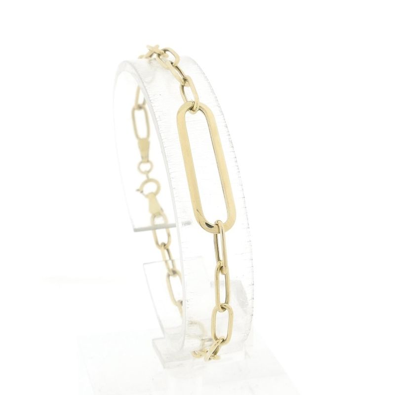 Image 1 of Gold wide fantasy/anchor link bracelet | 18.5 cm