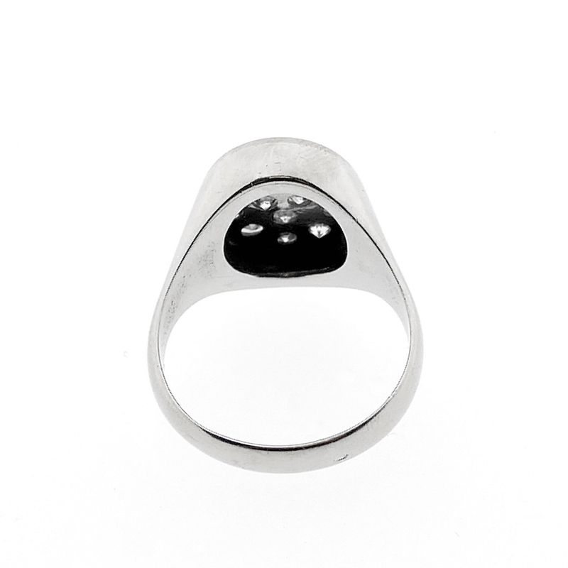 Image 6 of White gold oval signet ring with diamonds 0.86 ct.