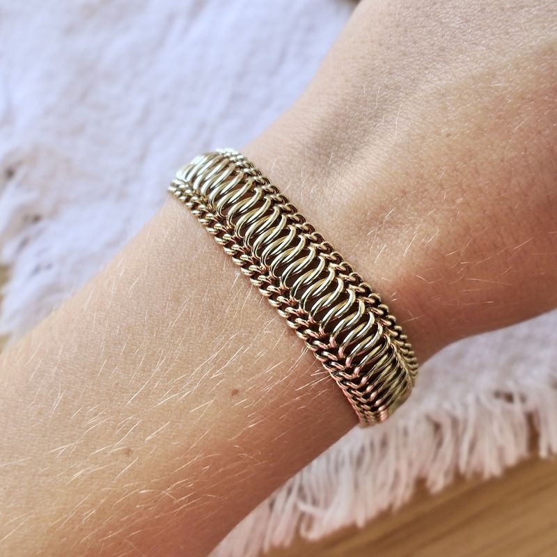 Image 4 of Gold wide link bracelet