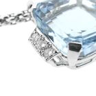 Image 7 of Fope white gold mesh link necklace with aquamarine and diamonds; 0.24 ct.