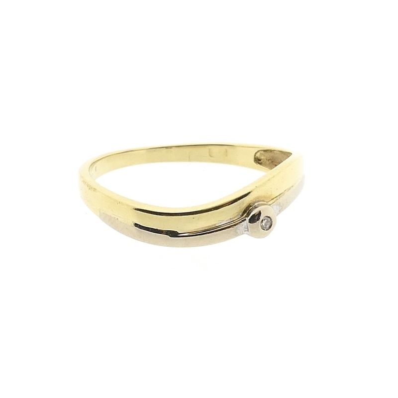 Image 4 of Two-tone gold solitaire ring with diamond | 0.005 ct.