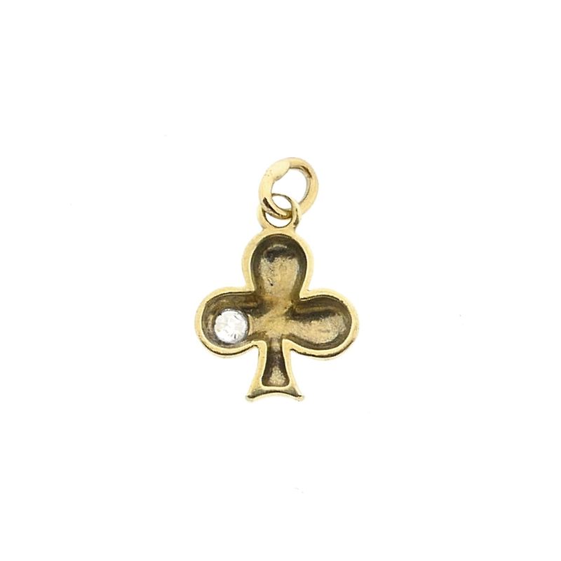 Image 3 of Golden Clover Leaf Pendant with Zirconia