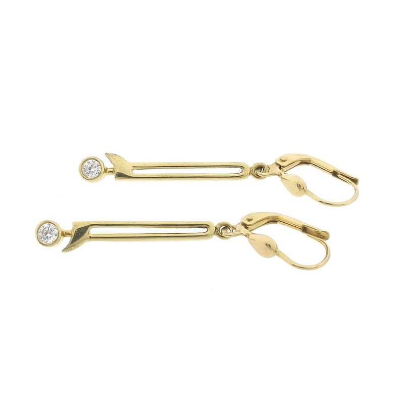Image 9 of Gold long earrings with zirconia