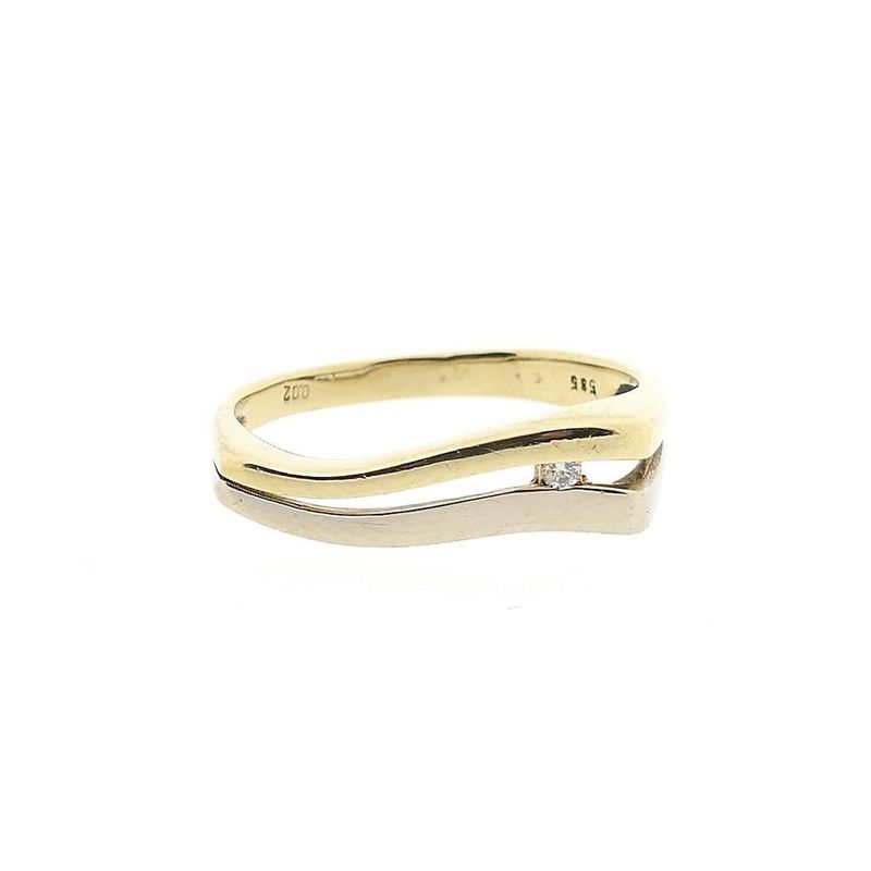 Image 3 of Two-tone gold ring with diamond; 0.02 ct.