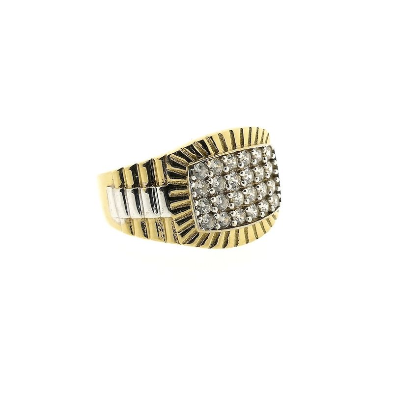 Image 4 of Two-tone gold Rolex President band ring with zirconia