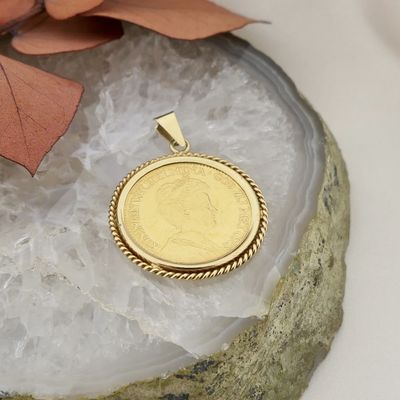 Image 2 of Gold pendant of 10 guilder coin Queen Wilhelmina 1912