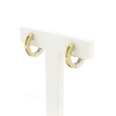 Image 2 of Two-tone gold hoop earrings with zirconia; Ø 15.1 mm