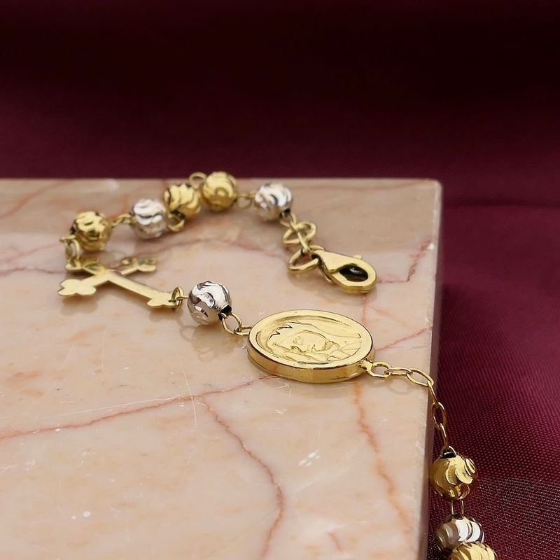Image 2 of Two-tone gold rosary bracelet
