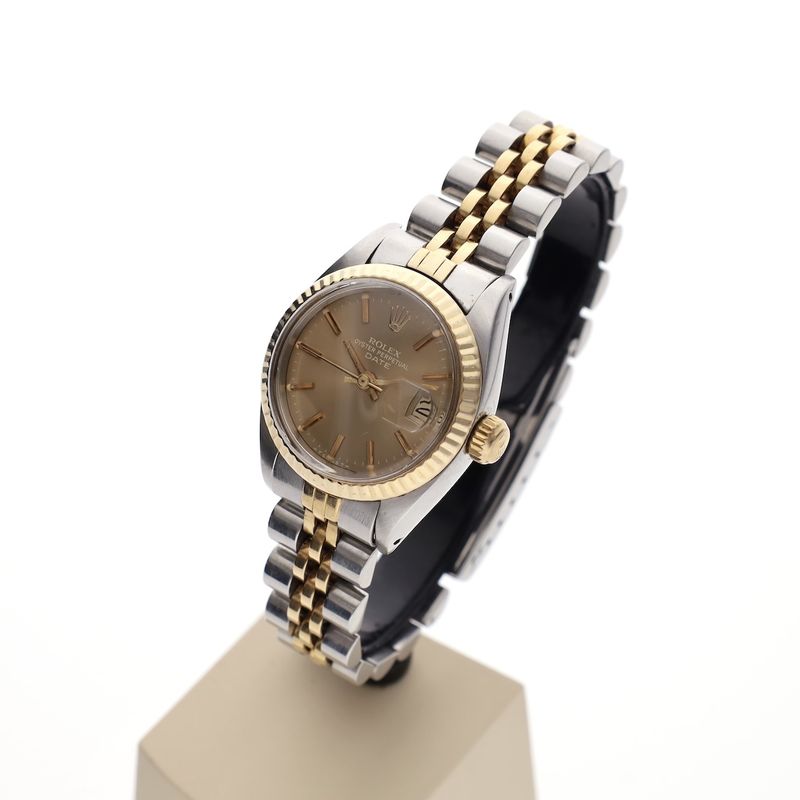 Image 2 of Rolex Oyster Perpetual Date 26mm 6917; Vintage 18k Gold/Steel Women's Watch