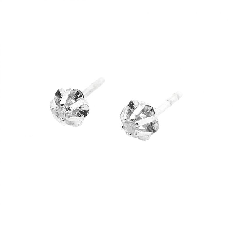 Image 7 of White gold solitaire stud earrings with diamond; 0.03 ct.