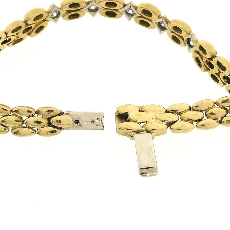Image 5 of Gold Bismarck link bracelet with 0.4 ct diamond.