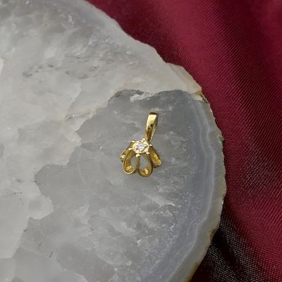 Image 2 of Gold minimalist pendant with diamond; 0.01 ct.