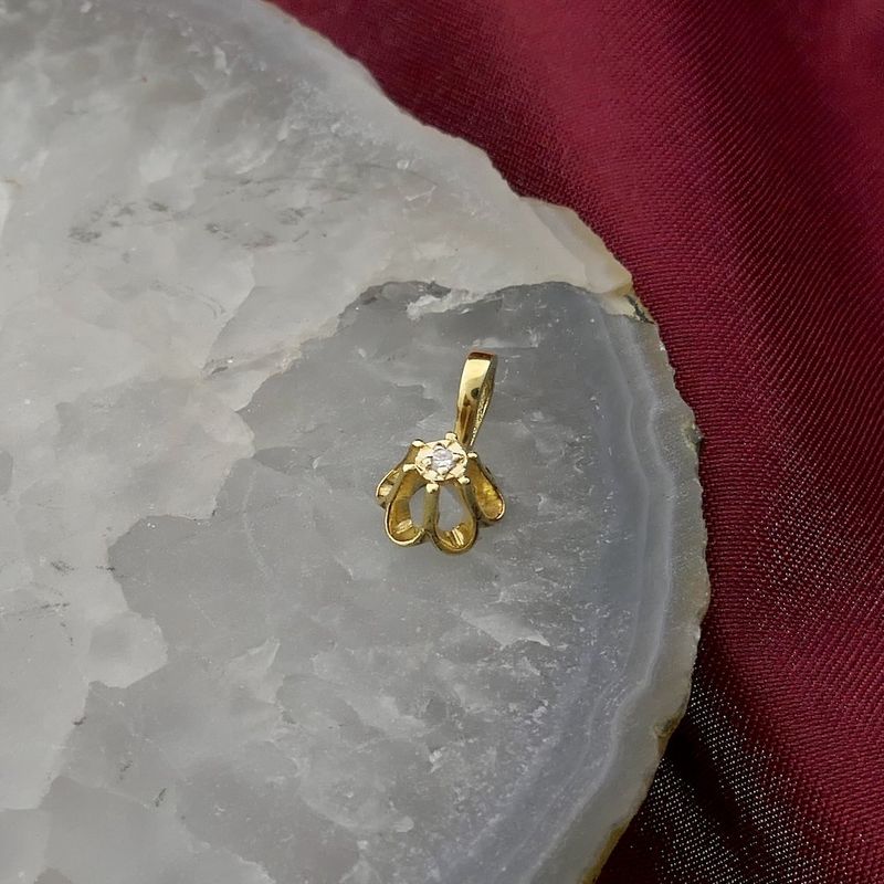 Image 2 of Gold minimalist pendant with diamond; 0.01 ct.