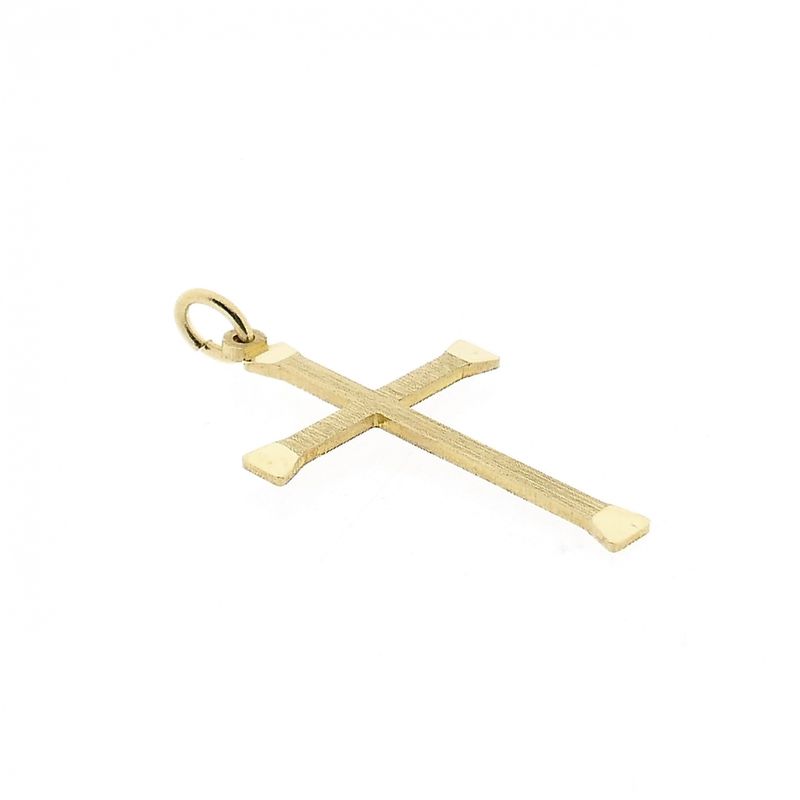Afbeelding 3 van Gematteerd gouden hanger van een kruis