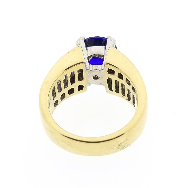 Image 7 of Gold entourage ring with synthetic sapphire and diamonds