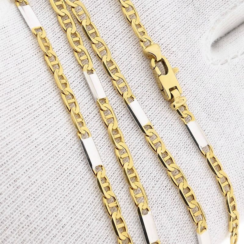 Afbeelding 7 van Bicolor gouden marineschakel ketting | 61,5 cm 