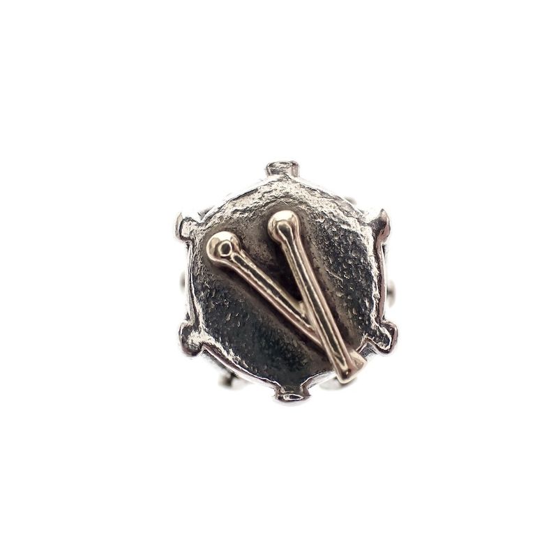 Image 3 of Pandora charm; Silver with gold; Drums Charm