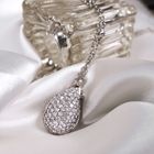 Image 8 of White gold necklace with fixed pendant and diamonds; approx. 2.10 ct.