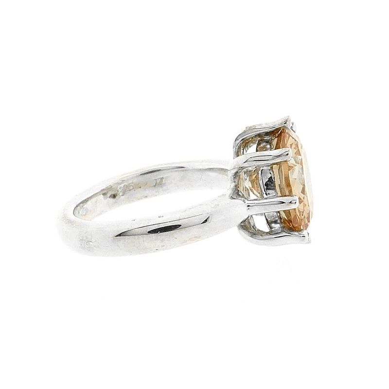 Image 6 of Silver robust ring with champagne zirconia stone