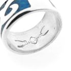 Image 8 of Bombarie silver ring with tribal and blue enamel