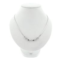 White gold necklace with fixed pendant of sapphires and diamonds; 0.14 ct.