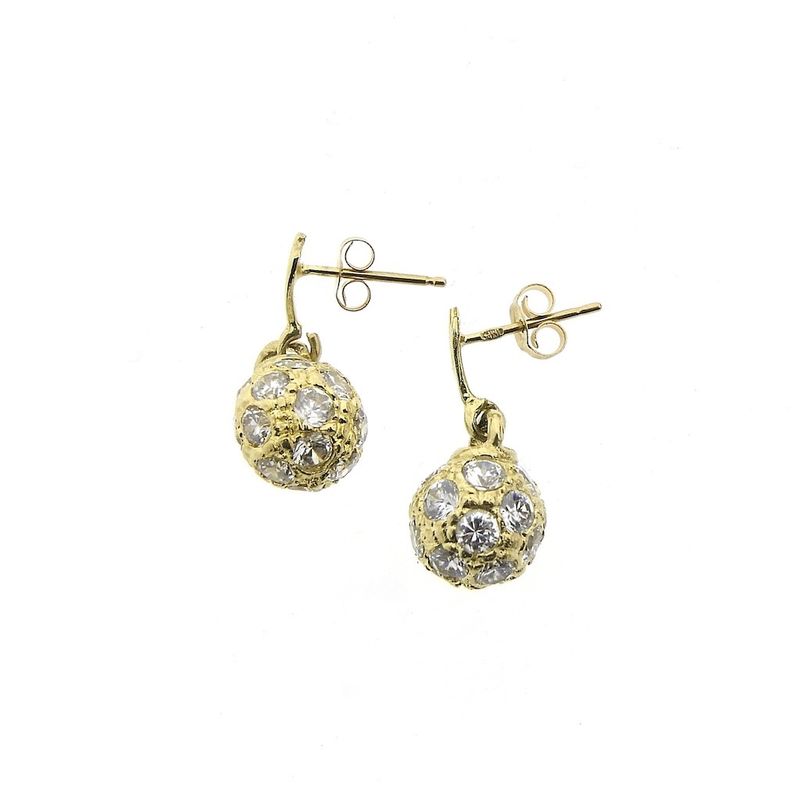Image 5 of Gold ball stud earrings with zirconia