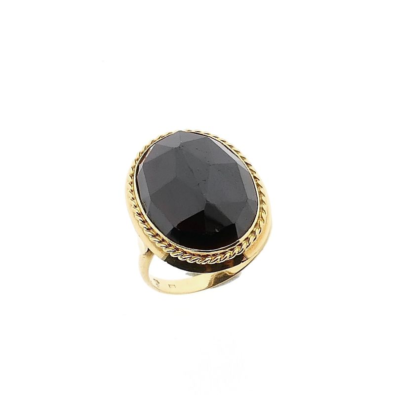 Image 1 of Gold Garnet Statement Ring; 14K; Size 18