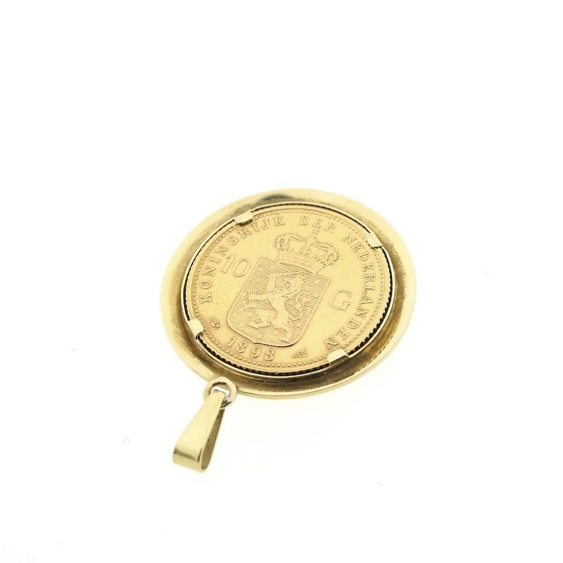 Image 5 of Gold pendant of 10 guilder coin Queen Wilhelmina 1898