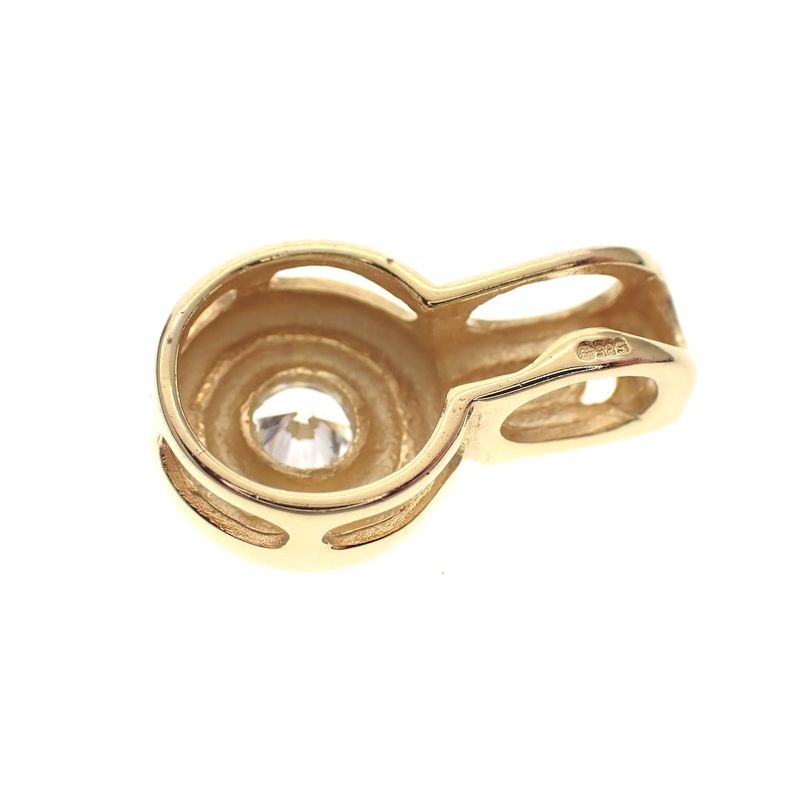 Image 3 of Two-tone gold solitaire pendant with zirconia