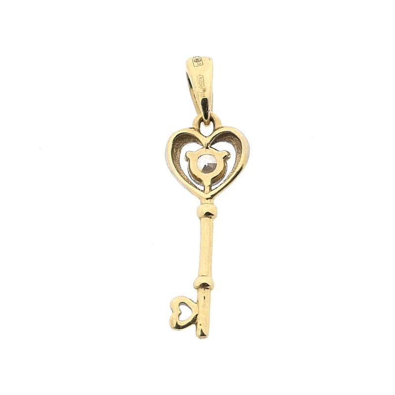 Image 6 of Two-tone gold pendant of a key with zirconia