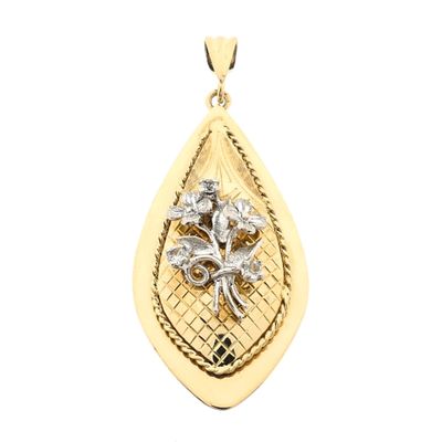 Image 1 of Bicolor Floral Gold Pendant with Zirconia