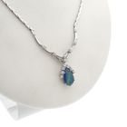 Image 4 of White gold cobra link necklace with triple opal and diamonds; Approx. 0.38 ct.