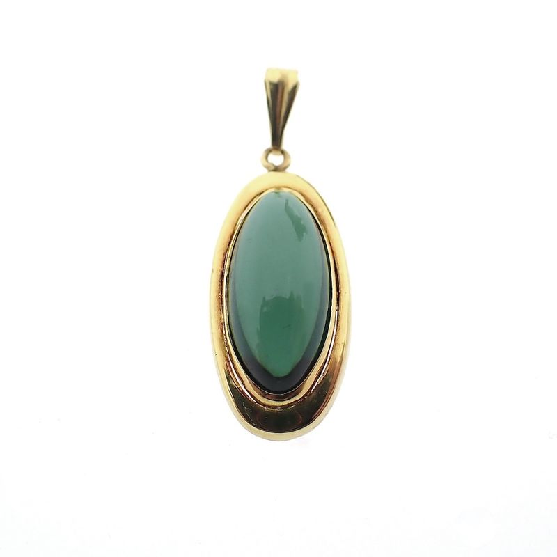 Image 1 of Gold pendant with green tourmaline