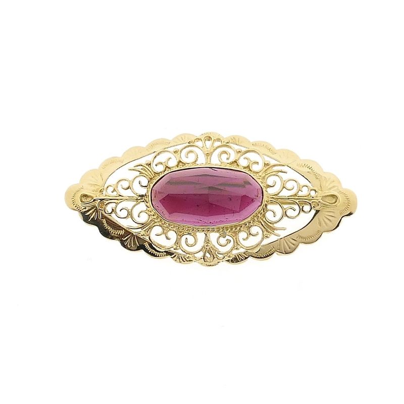 Image 1 of Vintage gold brooch with garnet