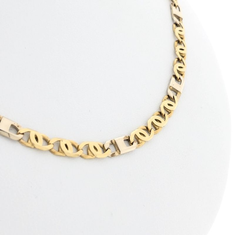 Image 4 of Two-tone gold navy link necklace