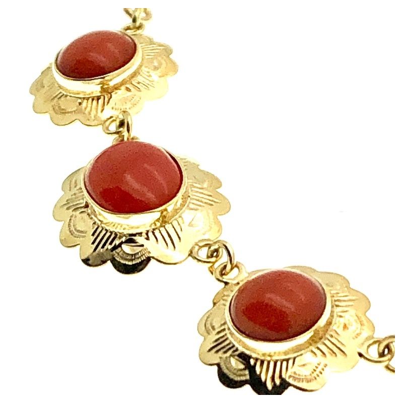 Image 2 of Vintage gold necklace with red coral | 43 cm