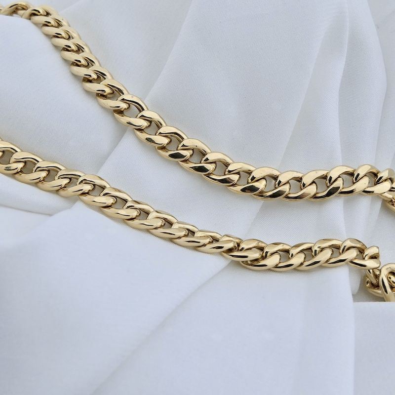 Image 6 of Gold gourmet link necklace with sapphire