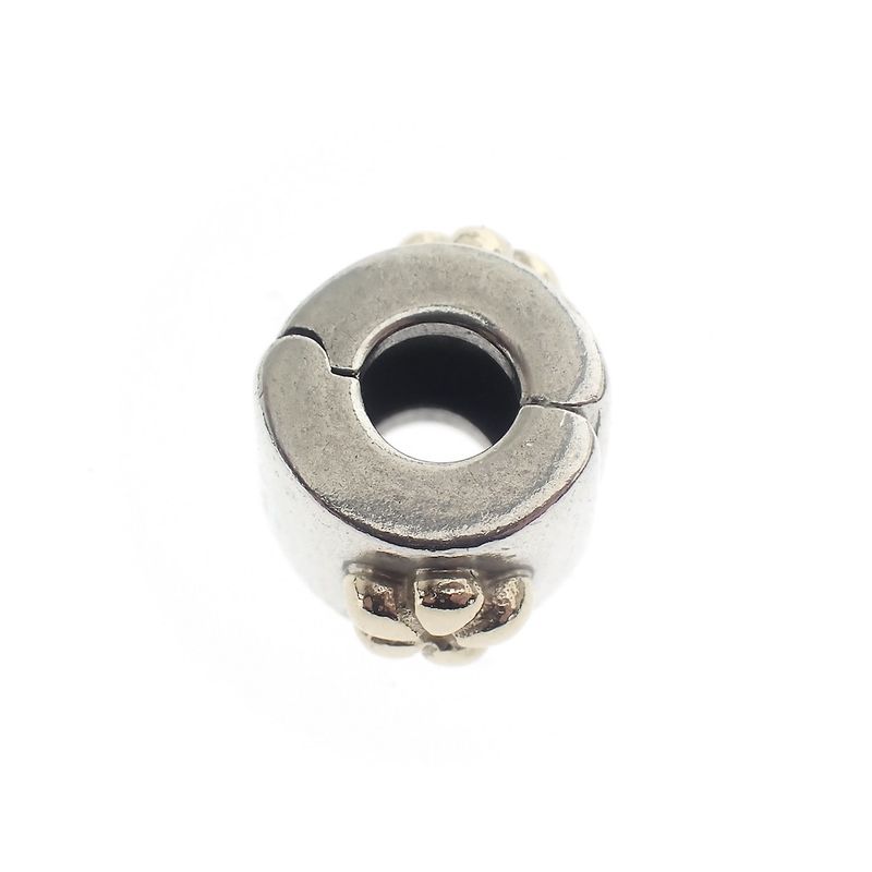 Image 4 of Pandora clip charm; Silver with gold; Golden Flower