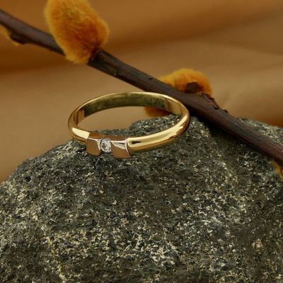 Image 2 of 18-karat two-tone gold ring with 0.04 ct. diamond