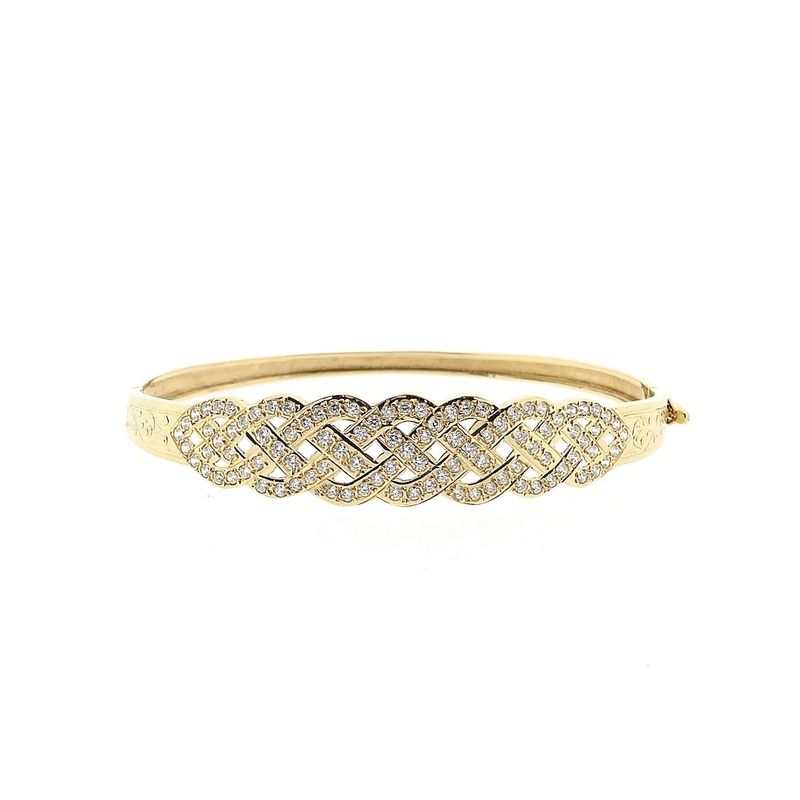 Afbeelding 1 van Gouden slavenarmband met zirconia