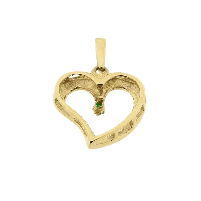 Image 4 of Gold heart pendant with emerald