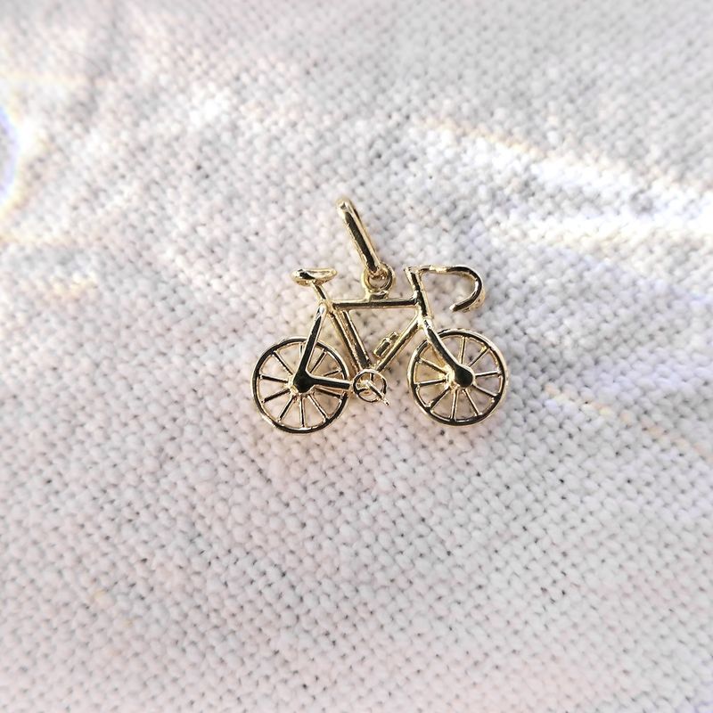 Image 2 of Gold pendant of a racing bicycle