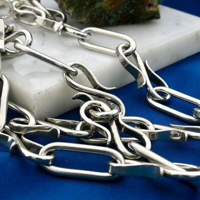 Afbeelding 2 van Zilveren fantasieschakel ketting | 74 cm