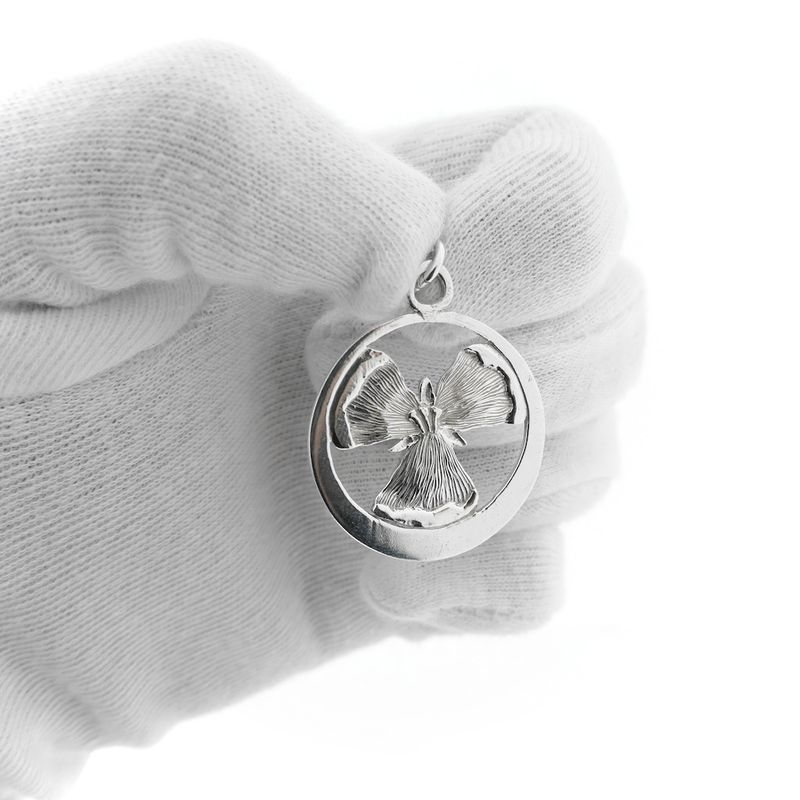 Image 6 of Silver round pendant with guardian angel