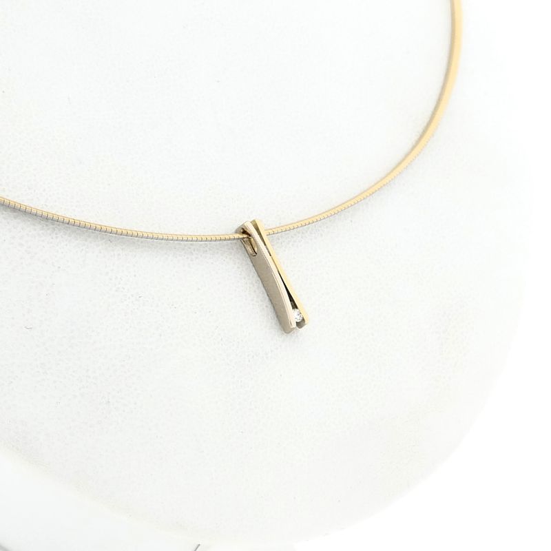 Image 8 of Bicolor Gold Minimalist Pendant with Diamond