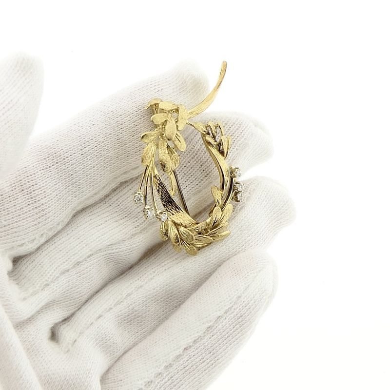 Image 11 of Vintage gold fantasy brooch with diamond 0.21 ct.