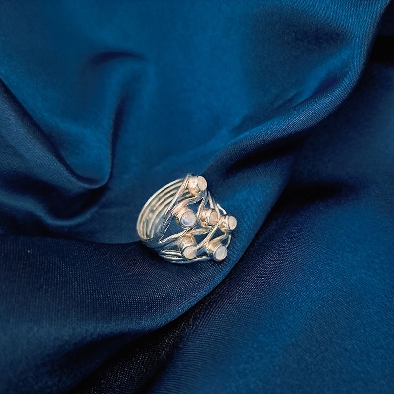 Image 6 of Silver ring with moonstones