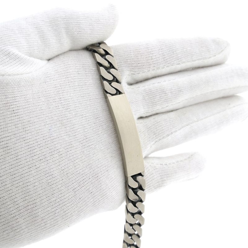 Image 10 of Silver robust gourmet link bracelet with engraving plate | 22 cm
