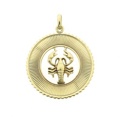 Image 1 of Gold zodiac sign pendant; Cancer